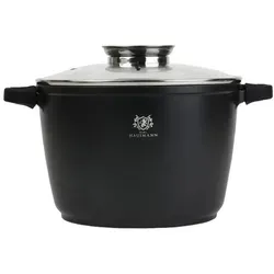 Granit-Topf Rubin 6,2 L – Induktionsgeeignet mit Silikongriffen - Hochwertiger Kochtopf mit 6,2 L Fassungsvermögen, GREBLON C3-Beschichtung für einfache Reinigung und Langlebigkeit. Ideal für alle Herdarten und mit praktischem Aromaspender im Deckel.