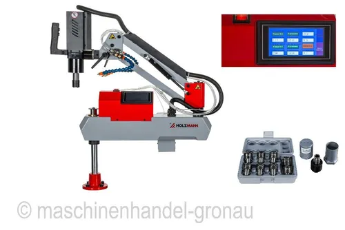 Holzmann Gewindeschneidmaschine GSM16E_R11 230V - Metallbearbeitung mit präzisen Gewinden von M3-M16, Touchscreen-Bedienung und schwenkbarem Schneidkopf für flexible Anwendungen.