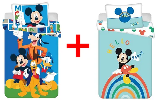 Disney Micky Maus Donald Duck Goofy Pluto Kinderbettwäsche 100 x 135 cm, 2er-Set - Abteilung: Heimtextilien, mit buntem Disney-Motiv für fröhliche Träume. Ideal für das Kinderzimmer und als Geschenk zu besonderen Anlässen. Pflegeleicht und aus 100 % Baumwolle gefertigt.