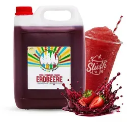 Rainbow Slush Sirup Erdbeere 5 Liter - AZO-frei, ohne Glyzerin - Erdbeer Slush Sirup Konzentrat für köstliche Slush Eis Getränke. Einfaches Mischverhältnis 1:5 für gleichmäßige Zubereitung. Ideal für Gastronomie und private Feiern.
