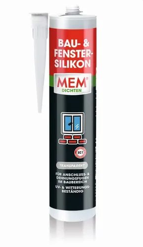 MEM Silikon Bau- und Fenster, transparent, universal, 300ml - Dicht- & Spachtelmassen für Innen- und Außenbereich. Universell einsetzbar, UV- und witterungsbeständig mit hervorragender Haftung auf vielen Untergründen.