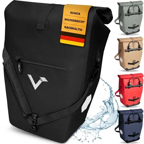 Valkental ValkOcean Fahrradtasche 62 cm 22 l - Schwarz, wasserfest und nachhaltig mit Baum-Pflanzgarantie