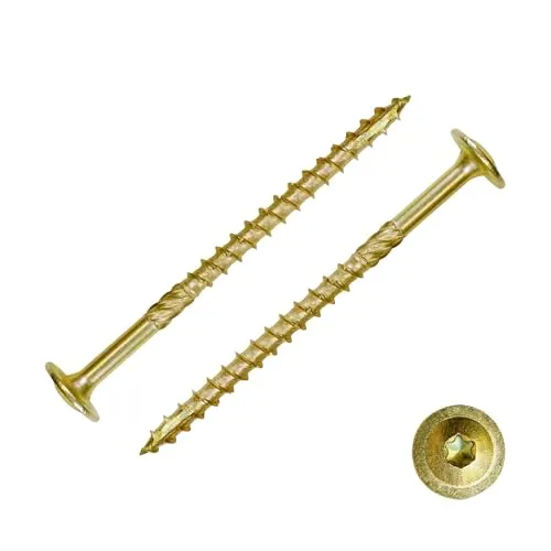 PARCO Tellerkopfschrauben 8 x 260 mm, 50 Stück, TX40 Gelb-Verzinkt - Hochwertige Holzbauschrauben mit Tellerkopf, ideal für Außenanwendungen. Die TX40-Antriebstechnik sorgt für hohe Kraftübertragung und geringen Verschleiß. Gelb verzinkt für optimalen Korrosionsschutz.