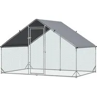 PawHut Hühnerstall aus Stahl, 300 x 200 x 200 cm, für 4-6 Hühner - Robuster Hühnerstall aus verzinktem Stahl mit wetterfester Abdeckung, ideal für den sicheren Auslauf Ihrer Hühner und Kleintiere im Freien.