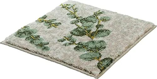 Erwin Müller WC-Vorlage ohne Ausschnitt Eukalyptus Blätter - rutschhemmend, weich und flauschig, für Fußbodenheizung geeignet - grün Größe 50x50 cm