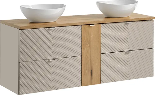 Petits-meubles Doppelwaschtisch 140 cm – Beige, Holzwerkstoff - Eleganter Doppelwaschtisch für Ihr Badezimmer mit 4 Schubladen und einem geräuscharmen Schließsystem. Ideal für stilvolle und funktionale Badgestaltung.