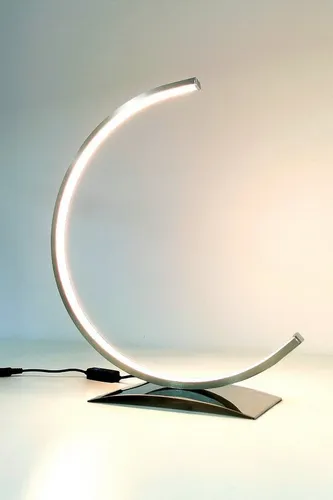 TRANGO LED Tischleuchte MOONLIGHT, stufenlos dimmbar - Nachttischleuchte mit CCT Lichtfarbe von 3000K bis 6500K, elegante Edelstahl-Optik, ideal für stimmungsvolles Licht im Schlafzimmer oder Wohnzimmer.