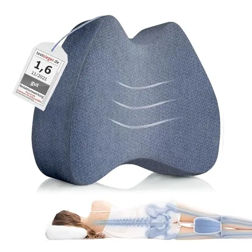 Third of Life Kniekissen für Seitenschläfer mit Thermo-Bezug - Balancekissen für optimale Körperhaltung im Schlaf. Ergonomisches Design mit Visco-Schaum entlastet Wirbelsäule und Gelenke, sorgt für erholsame Nächte und ein besseres Wohlbefinden.