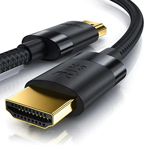 CSL - 8k / 4k HDMI Kabel 2.1/2.0-2m - 8K @ 60Hz / 120Hz - 4K @ 240Hz - 48 Gbit/s - 3D - Ultra High Speed mit Ethernet - TV Blu-ray PS5 Xbox Series X Switch - schwarz - 2 Meter