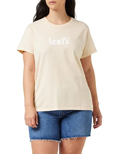 Levi's Damen The Perfect Tee T-Shirt,Poster Logo Peach Puree,S