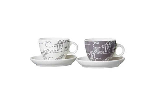 Ritzenhoff & Breker Porzellan Cappucinotasse Cornello grau 180 ml - Thermobehälter aus hochwertigem New Bone China, mit stylishem 'Coffee'-Schrift-Dekor für modernes Design und hohe Funktionalität.