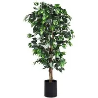 Costway Kunstpflanze Ficus Baum, 180 cm - Künstliche Pflanzen, mit 1008 realistisch gestalteten Blättern für ein lebendiges Wohnambiente, pflegeleicht und ideal für jeden Raum.