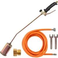 Gasbrenner Abflammgerät 58kW – Unkrautvernichtung und mehr - Leistungsstarkes Abflammgerät mit 58kW, ideal zur Unkrautvernichtung und zum Schweißen von Bitumenbahnen. Inklusive 4,5m Schlauch für einfache Handhabung und präzises Arbeiten.