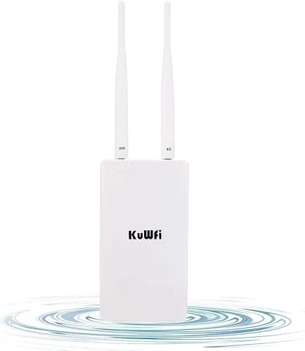 KuWFi LTE WLAN-Router, 150Mbps CAT4 4G LTE-Router mit SIM-Kartensteckplatz Arbeiten mit IP-Kamera oder WLAN-Abdeckung außerhalb mit 2 STK. Antenne Arbeiten mit Vodafone/E-Plus/O2/T-Mobile SIM-Karte
