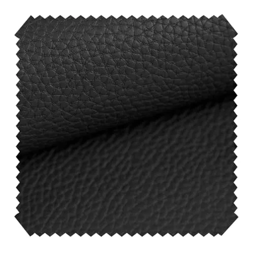 novely® BINAU Kunstleder - Möbelstoff aus Echtleder-Fasern-Kombi - Robuster und Extra Dicker Polsterstoff - Pflegeleichte Meterware 1lfm | Farbe: 07 Schwarz