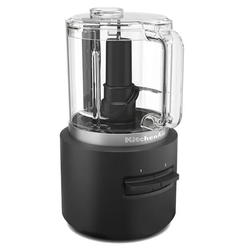 KitchenAid Zerkleinerer 5KFCR500BM schwarz - Küchenmaschine mit 1,18 l Fassungsvermögen, kabellos und flexibel einsetzbar – ideal für leckere Dressings und Saucen. Müheloses Zerkleinern dank Edelstahl-Messer und zwei Geschwindigkeitsstufen.