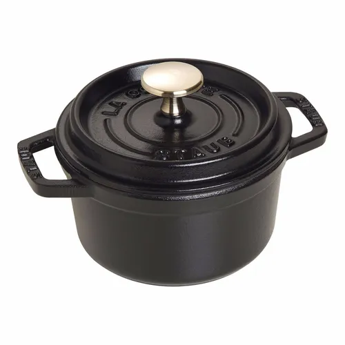 Staub Kochgeschirr La Cocotte 14 cm, Schwarz - Pfanne aus Gusseisen mit innovativer Noppenstruktur im Deckel für gleichmäßige Feuchtigkeitsverteilung. Ideal für alle Herdarten, inkl. Induktion und Backofen.