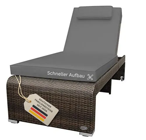 RS Trade Gartenliege Sonnenliege Monza - Hochwertige Sonnenliege mit 5-fach verstellbarer Rückenlehne, ideal für Innen- und Außenbereich, UV-beständig und bis 200 kg belastbar. Inklusive flüssigkeitsabweisender Auflage für maximalen Komfort.