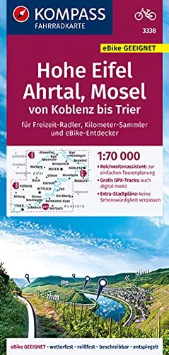 KOMPASS Fahrradkarte 3059 Hohe Eifel, Koblenz, Rhein-Westerwald 1:70.000: reiß- und wetterfest