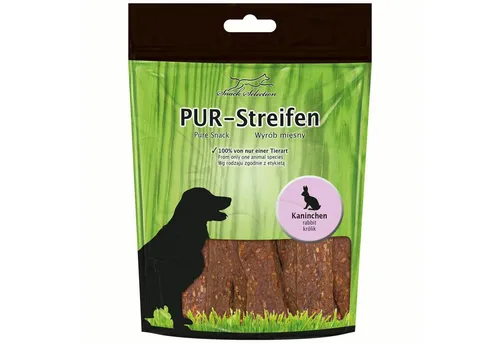 Greenhound PUR Streifen Kaninchen - Zäh, aber weich – leicht teilbar & gut kaubar Kaninchen, Snack für: Hunde, Monoprotein: 100 % Fleisch einer Tierart