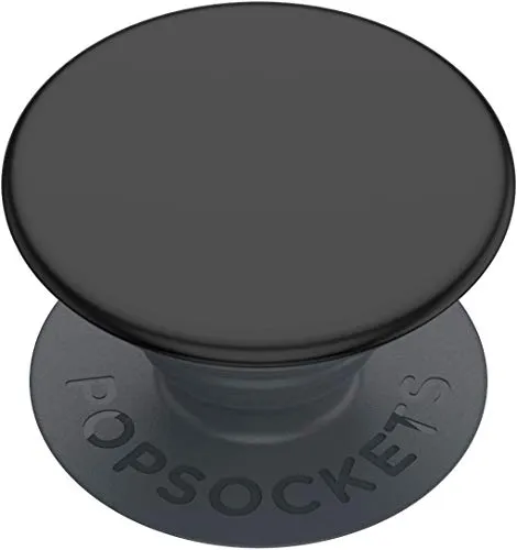 PopSockets PopGrip - Schwarz - Fingerhalter für Smartphone - Handy-Gadget für sicheren Halt und komfortables Filmen. Mit ausziehbarem Sockel als Ständer für freihändiges Video-Streaming und einfache Bedienung mit einer Hand.