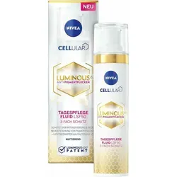 Nivea Cellular Luminous 630 Anti-Pigmentflecken Tagespflege Fluid LSF50 40ml - Anti-Faltenprodukte für Damen, mit Hyaluronsäure und LSF 50, ideal zur Reduzierung von dunklen Flecken und zum Schutz der Haut.