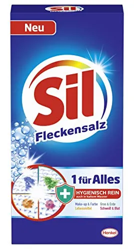 Sil Fleckenentferner 1 für Alles, Complete Action - Fleckenbehandlung für Kleidung, entfernt hartnäckige Flecken wie Rotwein und Fett. Ideal für alle Farben und Temperaturen, hygienische Reinheit garantiert.