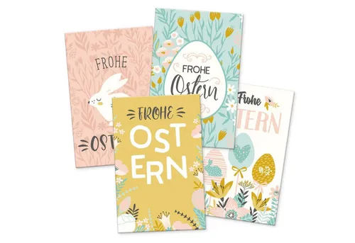 itenga Grußkarten itenga 24 x Geschenkekarten Frohe Ostern Mix 4 Motive pastell in Visit