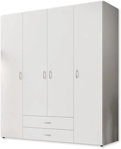 Stella Trading BASE Zeitloser Kleiderschrank - Vielseitiger Drehtürenschrank in Weiß, 160 x 177 x 52 cm - Kleiderschrank in zeitlosem Design mit viel Stauraum für Kleidung und Schuhe, ideal für minimalistische Schlafzimmer. Leichte Montage und hergestellt in der EU für beste Qualität.