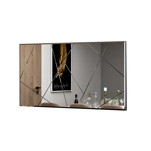 Modernes Wandspiegel Silber 120 x 60 cm - Deko & Kosmetikspiegel - Vielseitiger Wandspiegel im modernen Design, ideal für jedes Zimmer. Mit elegantem Muster im Glas und ohne Rahmen, perfekt für einen stilvollen Akzent in Ihrem Zuhause.