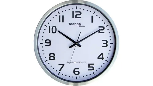 Technoline WT 8995 Jumbo Funk-Wanduhr – Ø 50cm, Metallrahmen in Silber - Wanduhren in Wohnaccessoires – große, gut ablesbare Funk-Wanduhr mit stilvollem Metallrahmen, perfekt für jedes Wohnzimmer oder Büro.