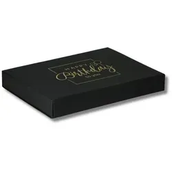 ideas in Boxes Geschenkbox Happy Birthday Geschenkkarton, Premium Magnetbox, Geschenkverpackung für Geburtstag mit Schriftzug schwarz 31 cm x 22 cm x 4 cm