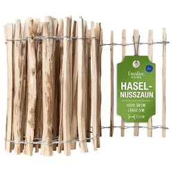 Creative Home Zaun Staketenzaun Haselnusszaun - Holz Gartenzaun mit einem Lattenabstand von 7-9 cm, bietet Privatsphäre und ein natürliches Design für Ihren Garten.