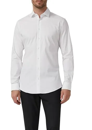 s.Oliver BLACK LABEL Tailored Fit Businesshemd - Herrenhemd aus pflegeleichtem Baumwollstretch, ideal für Businessanlässe, mit Kentkragen und langen Manschettenärmeln für einen eleganten Look.