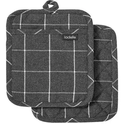 Ladelle Eco Check 2er Set Topflappen, anthrazit - Topflappen & Ofenhandschuhe, aus recycelten Materialien für eine nachhaltige Zukunft, gepolstert für optimalen Hitzeschutz und stilvolles Design in modernem Anthrazit.