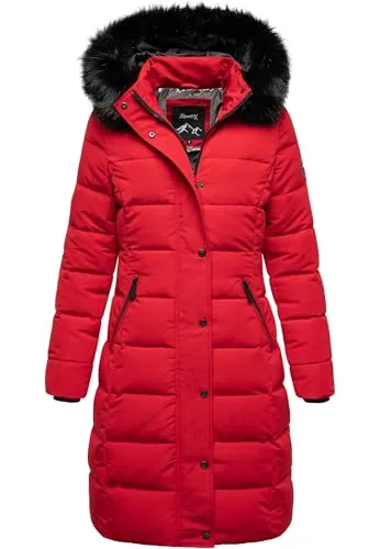 REPUBLIX Damen Gefütterte Winterjacke RJ-8019 in Rot 3XL - Elegante gefütterte Winterjacke für Damen mit femininer Passform. Strapazierfähiges Material und Kunstfellkragen bieten zusätzlichen Wetterschutz. Praktische Reißverschlusstaschen für sichere Aufbewahrung. Ideal für Alltag und Freizeit.