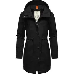 Ragwear Damen Übergangsjacke Canny Black24 Gr. L - Leichte, stylische Damenjacke mit großer Kapuze und trendigen Kordelzügen. Ideal für Frühling und Sommer, bietet sie einen bequemen, taillierten Schnitt und lässt sich vielseitig kombinieren.