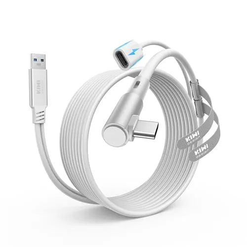 KIWI design Link-Kabel mit Ladefunktion 5M Kompatibel mit Meta Quest 3s Quest 3 Quest 2/Pro/Pico 4 und PC/SteamVR, USB 3.0 zu USB C mit 5 Gbps High-Speed für Erweitertes Gameplay
