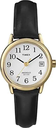 Timex Easy Reader 25mm Lederband Uhr für Damen T2H341 - Elegante Armbanduhr für Damen mit 25mm Messinggehäuse und INDIGLO Hintergrundbeleuchtung, ideal für den Alltag und schick genug für besondere Anlässe.