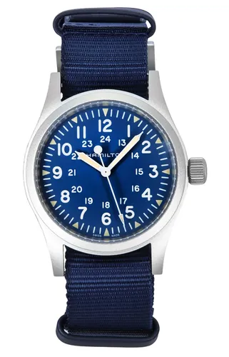 Hamilton Khaki Automatic Herrenuhr Blau Zifferblatt H69439940 - Elegante Automatik-Armbanduhr für Herren mit blauem Zifferblatt und Edelstahlgehäuse. Wasserdicht bis 50 m, ideal für den täglichen Gebrauch. Inklusive Handbuch und erweiterter Garantie.