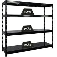 PROREGAL Profi Schwerlastregal Rhino EXTRA BREIT schwarz - Lagerregale für schwere Lasten bis 500kg pro Ebene, ideal für Werkstätten und Garagen. Flexibel höhenverstellbar und schnell montiert – maximale Stabilität und Langlebigkeit garantiert.
