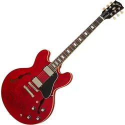 Gibson ES-335 Figured Sixties Cherry - Gitarren, ikonisches Design mit gemasertem Ahorn und hochwertigem Palisandergriffbrett, inklusive Koffer für optimalen Schutz.