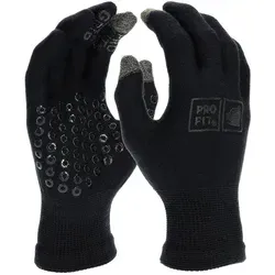 PRO FIT Unterziehhandschuhe, Merino-Wolle Handschuh mit Silikonnoppen, schwarz (1, Paar) Touchscreen-fähig, sicherer Griff, atmungsaktiv, Silikonnoppen schwarz 5