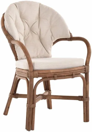 Skandinavischer Armlehnstuhl Korbsessel aus Rattan (Braun) - Sessel im skandinavischen Stil mit abnehmbarem Sitzkissen, ideal für Wohnzimmer, Wintergarten oder Lounge. Hochwertiges Rattan und gemütliche Polsterung sorgen für Komfort und Stil.