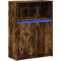 vidaXL Sideboard mit LED in Räuchereiche 72x34x100 cm - Moderne Kommode mit RGB-LED-Beleuchtung für stilvolle Akzente und viel Stauraum. Hergestellt aus hochwertigem Holzwerkstoff, bietet sie Stabilität und ein elegantes Design.