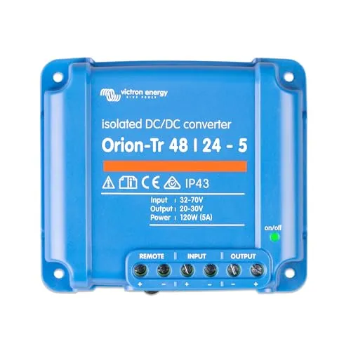 Victron Ladebooster Orion-Tr 48/24-5A, 120W Leistung - Sonstige Elektroinstallationsartikel mit regelbarer Ausgangsspannung und hohem Wirkungsgrad von 86%. Ideal für die Umwandlung von 48V auf 24V.
