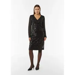 Comma Kleid - Freizeitkleid für Damen mit V-Ausschnitt, langen Ärmeln und Pailletten-Details, perfekt für besondere Anlässe oder den Alltag.