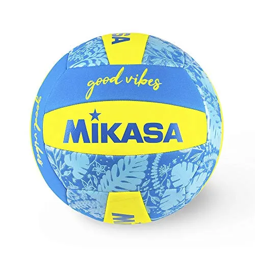 Mikasa Beachvolleyball Good Vibes BV354TV, Größe 5 - Robuster Outdoor-Trainingsball für Erwachsene, wasserfest mit Spezialventil und super weichem Synthetik-Leder für optimalen Grip und Ballkontrolle.