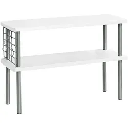 KESPER Küchenregal mit 2 Ebenen, weiß - Praktisches Regal für die Küche mit seitlicher Gitterwand und 3 Haken, ideal für Gewürze, Tassen und Küchenhelfer – stilvoll und platzsparend.
