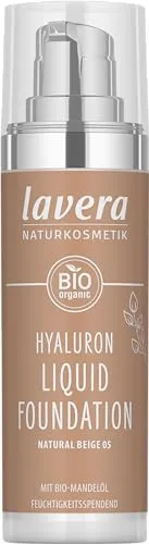 lavera Hyaluron Liquid Foundation Creme Foundation 30 ml Nr. 05 - Natural Beige - Make-up mit mittlerer Deckkraft, vegan und klimaneutral. Die seidig leichte Textur mit Hyaluronsäure sorgt für einen strahlenden Teint und versorgt die Haut mit Feuchtigkeit.